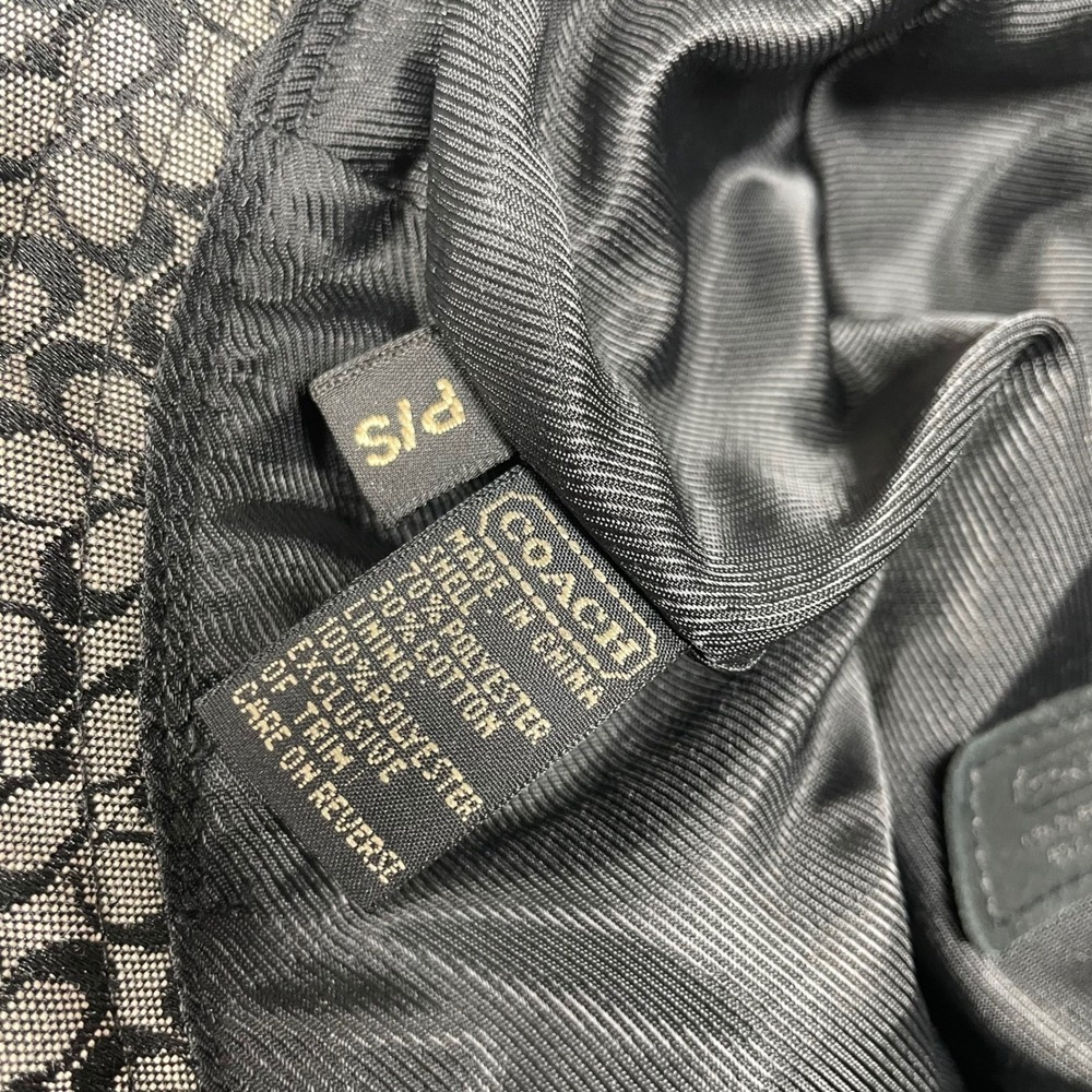 Coach Bucket Hat Size P/S Small Signature C Monogram Black Grey Leather Trim - Picture 10 of 12